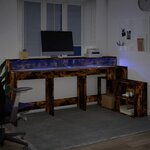 vidaXL Bureau et lumières LED chêne fumé 200x104x91cm bois ingénierie