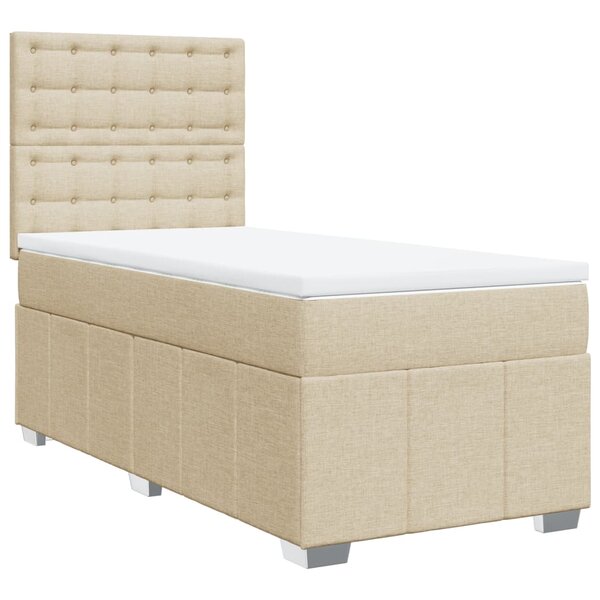vidaXL Sommier à lattes de lit avec matelas Crème 100x200 cm Tissu