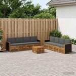 vidaXL Ensemble de canapés d'extérieur 9 pc Naturel et Anthracite