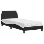 vidaXL Lit avec matelas noir et blanc 90x200 cm similicuir