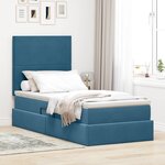 vidaXL Lit avec rangement et matelas Bleu foncé 100 x 200 cm Velours