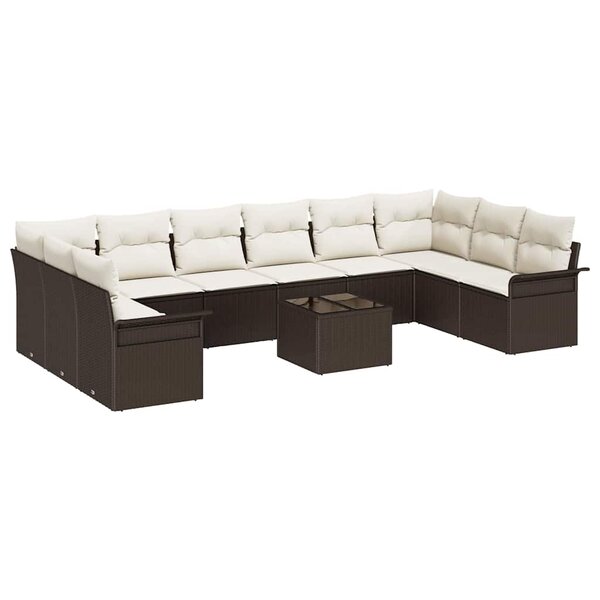 vidaXL Ensemble de canapé de jardin 11 Pièces Gris polyrotin