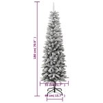 vidaXL Sapin de Noël artificiel mince avec neige floquée 180 cm PVC/PE