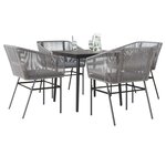 vidaXL Ensemble à manger jardin coussins 5 Pièces gris poly rotin verre