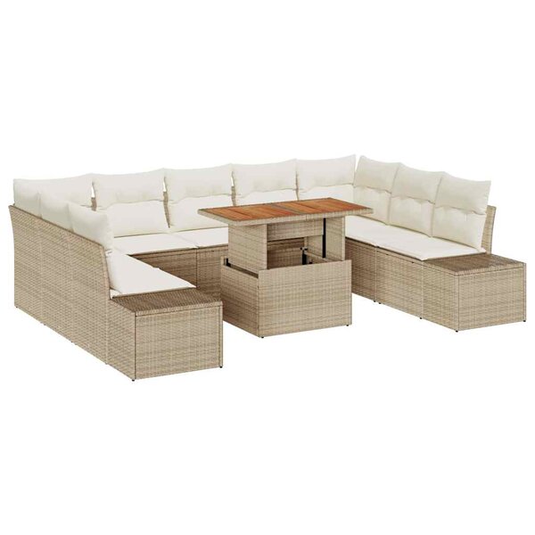 vidaXL Ensemble de salle à manger pour jardin 10 Pièces Beige  Crème