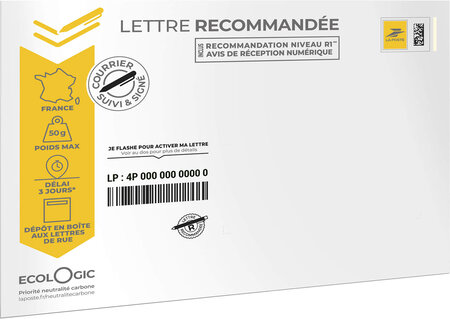 Prêt-à-Poster - Lettre Recommandée - 50g  - Enveloppe à l'unité