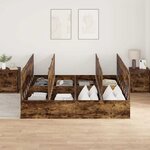 vidaXL Cadre de lit avec rangement Chêne fumé 200 x 200 cm