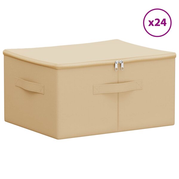 vidaXL Boîte de rangement 24 Pièces Crème 50 x 30 x 25 cm Tissu intissé