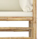 vidaXL Salon de jardin 6 Pièces avec coussins blanc crème bambou