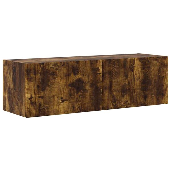 vidaXL Meuble TV mural Chêne fumé 98 x 31 x 29 5 cm Bois d'ingénierie
