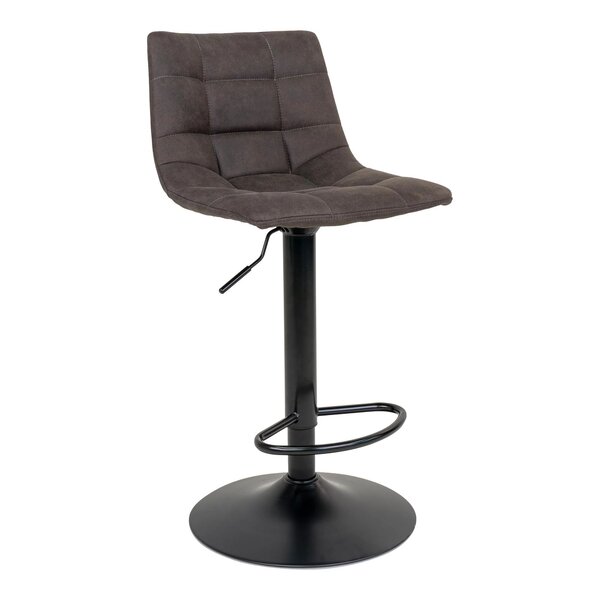 2 chaises de bar en microfibre gris foncé avec pieds noirs