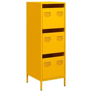 vidaXL Buffet haut jaune moutarde 39x35x103 5 cm acier