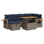 vidaXL Salon de jardin avec coussins 7 Pièces gris résine tressée acacia