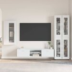 vidaXL Ensemble meuble TV avec tiroir FLORIN Blanc Bois d'ingénierie