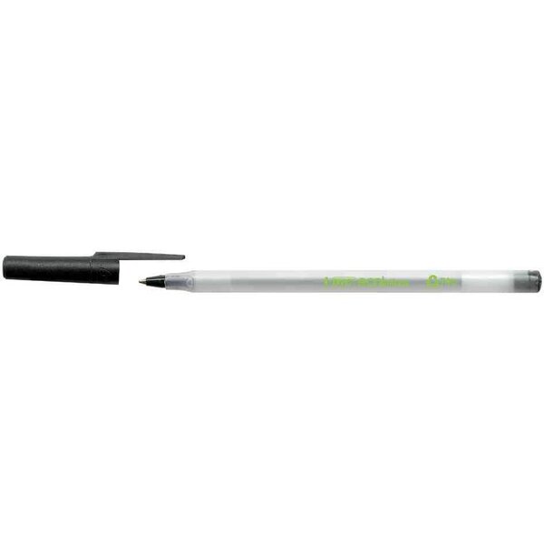 Stylo à bille ECOlutions Round Stic Corps Transparent Glacé Noir x 60 BIC