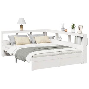 vidaXL Lit bibliothèque sans matelas blanc 150x200 cm bois pin massif