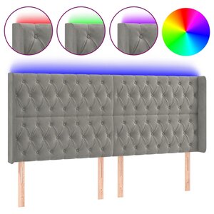 vidaXL Tête de lit à LED Gris clair 183x16x118/128 cm Velours