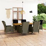 vidaXL Ensemble à manger d'extérieur et coussins 7 Pièces résine tressée