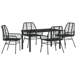 vidaXL Ensemble de salle à manger de jardin 5 pièces en poly rotin noir