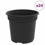 vidaXL Pot à fleurs rond 24 Pièces Noir Ø 15 x 12 cm Plastique