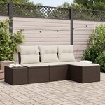vidaXL Ensemble de canapé de jardin 4 pièces avec coussins marron en poly rattan