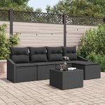 vidaXL Ensemble de salle à manger pour jardin avec coussin 6 Pièces Noir