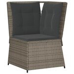 vidaXL Salon de jardin 7 Pièces avec coussins Gris Résine tressée