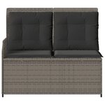 vidaXL Banc inclinable de jardin avec coussins gris résine tressée