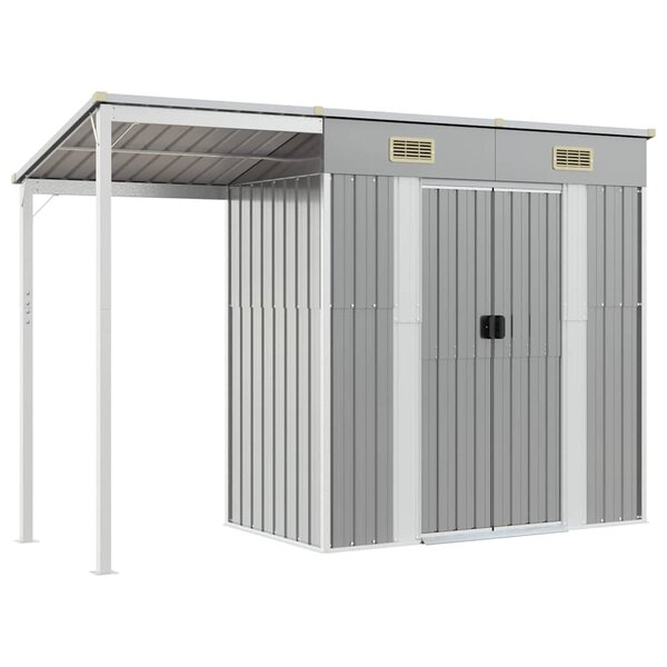 vidaXL Abri de jardin avec toit prolongé gris clair 277x107x181 cm