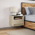 vidaXL Table de chevet murale avec lumières LED chêne sonoma