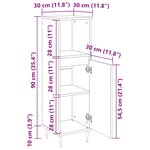 vidaXL Armoire de bain chêne fumé 30x30x100 cm bois d'ingénierie