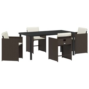 vidaXL Ensemble de salle à manger pour jardin 5 Pièces Marron polyrotin