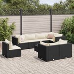 vidaXL Salon de jardin 9 Pièces avec coussins Noir Résine tressée