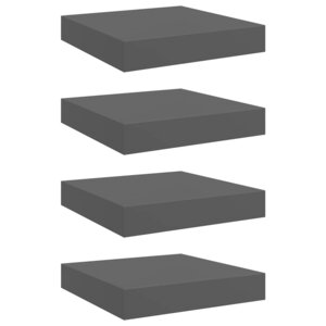 vidaXL Étagère murale flottante 4 Pièces Gris brillant 23x23 5x3 8 cm MDF