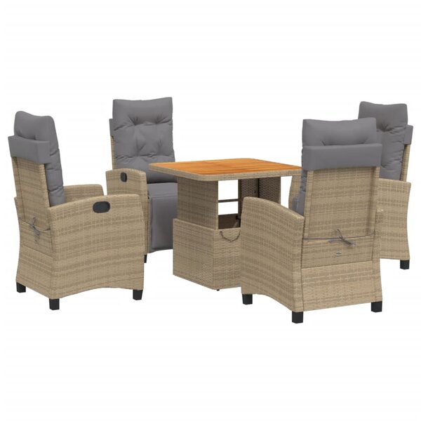 vidaXL Ensemble à manger de jardin avec coussins 5Pièces Beige poly rotin