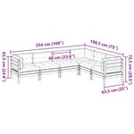 vidaXL Salon de jardin 6 Pièces avec coussins cire marron bois pin massif