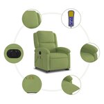 vidaXL Fauteuil inclinable de massage électrique vert clair velours