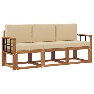 vidaXL Ensemble de canapés d'extérieur 3 pc Naturel et Beige