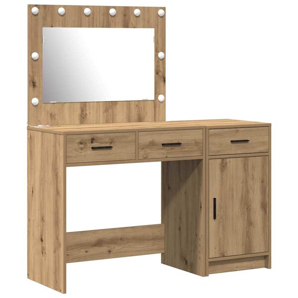 vidaXL Table de Toilette avec tiroir 2 Pièces Marron Bois d'ingénierie