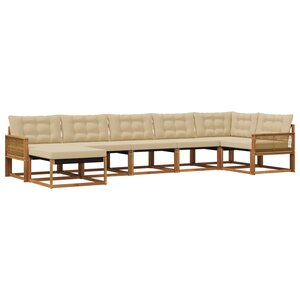 vidaXL Ensemble de canapés d'extérieur 7 pc Naturel et Beige
