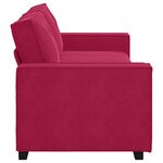 vidaXL Canapé à 3 places Rouge bordeaux 180 cm Velours