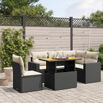 vidaXL Salon de jardin 6 Pièces avec coussins noir résine tressée