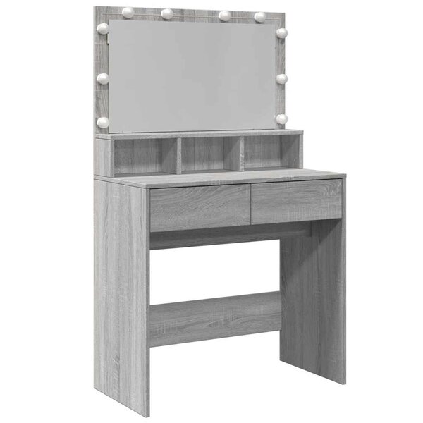 vidaXL Coiffeuse avec LED sonoma gris 80x41x134 5 cm