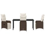 vidaXL Ensemble de Salle à Manger de Jardin 5 Pièces Marron avec Coussins en Rotin Poly