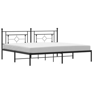 vidaXL Cadre de lit métal sans matelas avec tête de lit noir 200x200cm