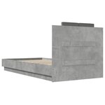 vidaXL Cadre de lit tête de lit et lumières LED gris béton 75x190 cm