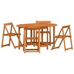 vidaXL Table de Jardin Pliant 5 Pièces Marron 110 x 60 x 72 cm