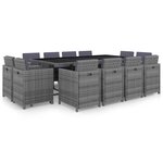 vidaXL Ensemble à manger d'extérieur 13 Pièces coussins rotin anthracite