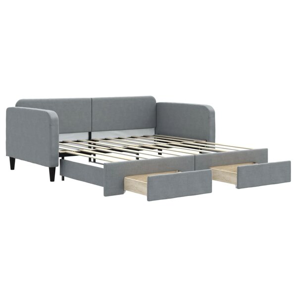 vidaXL Lit de jour avec lit gigogne et tiroirs 100x190 cm tissu