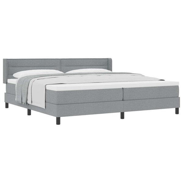 vidaXL Lit à ressorts avec tête de lit Gris clair 200 x 200 cm tissu